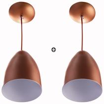 Kit 2 Lustre Pendente Cone De Alumínio 20x14cm Cobre Kit 2 Lustre Pendente Cone De Alumínio 20x14cm Cobre