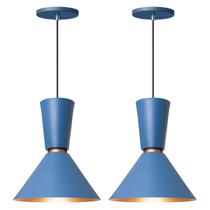 Kit 2 Lustre Pendente Cone Rio em Alumínio Azul