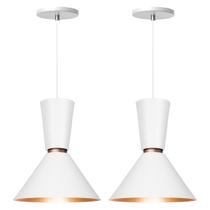 Kit 2 Lustre Pendente Cone Rio em Alumínio Branco