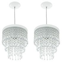 Kit 2 Lustre Pendente De Cristal Acrílico Manucrilic Branco Kit 2 Lustre Pendente De Cristal Acrílico Manucrilic Branco