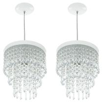 Kit 2 Lustre Pendente De Cristal Acrílico Manucrilic Branco