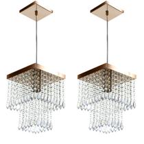 Kit 2 Lustre Pendente De Cristal Acrílico Marrycriic Cobre Kit 2 Lustre Pendente De Cristal Acrílico Marrycriic Cobre
