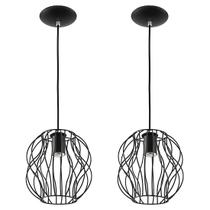 Kit 2 Lustre Pendente Esfera Capella Orion Preto Sala Quarto Kit 2 Lustre Pendente Esfera Capella Orion Preto Sala Quarto