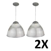 Kit 2 Lustre Pendente Galpão Comercio Prismático 12'' Kit 2 Lustre Pendente Galpão Comercio Prismático 12''