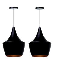 Kit 2 Lustre Pendente Interno Balão Preto Com Cobre