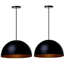 Kit 2 Lustre Pendente Interno Balcão Jantar Meia Lua 40 Cm