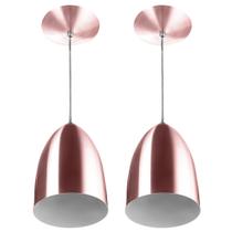 Kit 2 Lustre Pendente Luminária Cone de Alumínio Gold Rose Kit 2 Lustre Pendente Luminária Cone de Alumínio Gold Rose