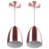 Kit 2 Lustre Pendente Luminária Cone de Alumínio Gold Rose