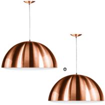 Kit 2 Lustre Pendente Meia Lua 30cm De Alumínio New Cobre Kit 2 Lustre Pendente Meia Lua 30cm De Alumínio New Cobre