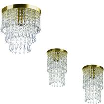 Kit 2 Lustre Plafon Spark + Lustre Plafon Manucrilic Dourado