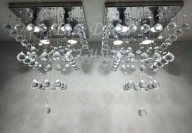 Kit 2 Lustres Para Sala Torre De Cristal Base Inox 30x30cm Kit 2 Lustres Para Sala Torre De Cristal Base Inox 30x30cm