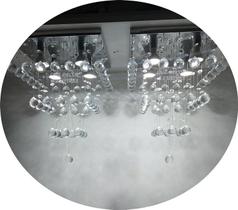 Kit 2 Lustres Para Sala Torre De Cristal Base Inox 30x30cm