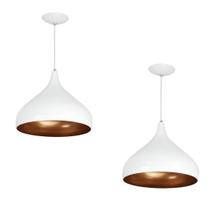 Kit 2 Lustres Pendente Aladim Branco com Cobre 31cm Kit 2 Lustres Pendente Aladim Branco com Cobre 31cm