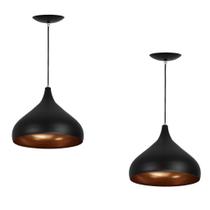 Kit 2 Lustres Pendente Aladim Preto com Cobre 24cm Kit 2 Lustres Pendente Aladim Preto com Cobre 24cm
