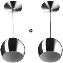 Kit 2 Lustres Pendente Bola Pequena Alumínio 15cm Escovado Kit 2 Lustres Pendente Bola Pequena Alumínio 15cm Escovado