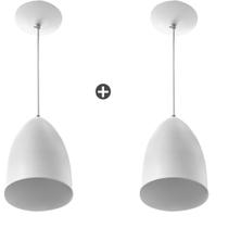 Kit 2 Lustres Pendente Cone Branco Sala Cozinha Quarto Kit 2 Lustres Pendente Cone Branco Sala Cozinha Quarto