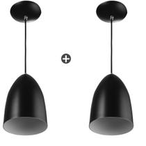 Kit 2 Lustres Pendente Cone Preto Sala Cozinha Quarto