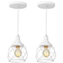 Kit 2 Lustres Pendente Esfera Aramado Branco 15cm Kit 2 Lustres Pendente Esfera Aramado Branco 15cm