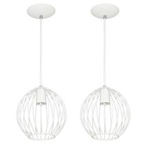 Kit 2 Lustres Pendente Esfera Bola Branco 18x19 cm Kit 2 Lustres Pendente Esfera Bola Branco 18x19 cm