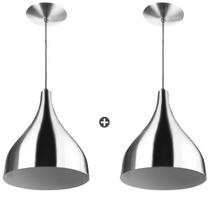 Kit 2 Lustres Pendente Gota Pequena Alumínio 21cm Escovado Kit 2 Lustres Pendente Gota Pequena Alumínio 21cm Escovado