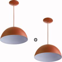 Kit 2 Lustres Pendente Meia Lua 30cm Alumínio Cobre