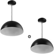 Kit 2 Lustres Pendente Meia Lua 30cm Alumínio Preto Kit 2 Lustres Pendente Meia Lua 30cm Alumínio Preto