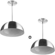 Kit 2 Lustres Pendente Meia Lua 30cm Alumínio Soquete E-27 E Kit 2 Lustres Pendente Meia Lua 30cm Alumínio Soquete E-27 E