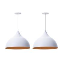 Kit 2 Lustres Pendente Meia Lua Branco 30Cm Chapeu Branco Kit 2 Lustres Pendente Meia Lua Branco 30Cm Chapeu Branco