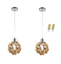 Kit 2 Lustres Pendentes Cristal Ambar 11cm Com Lâmpada G9 Kit 2 Lustres Pendentes Cristal Ambar 11cm Com Lâmpada G9