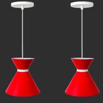 Kit 2 lustres pendentes estilo luxo Vermelho C/ Branco - R.R.J.V. Negocios Kit 2 lustres pendentes estilo luxo Vermelho C/ Branco - R.R.J.V. Negocios
