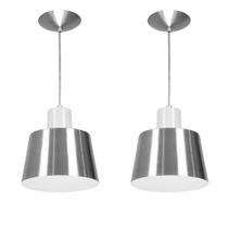 Kit 2 Lustres Pendentes Florença De Alumínio Escovado Kit 2 Lustres Pendentes Florença De Alumínio Escovado