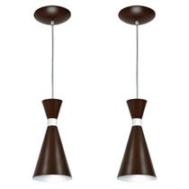 Kit 2 Lustres Pendentes Flórida De Alumínio Tabaco