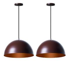 Kit 2 Lustres Pendentes Interno Balcão Jantar Meia Lua 30 Cm