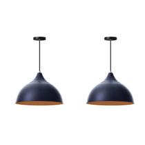 Kit 2 Lustres Pendentes Meia Lua 30cm C/ Chapéu Alumínio