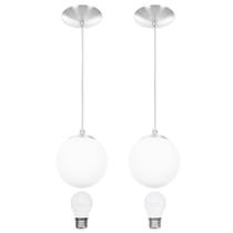 kit 2 Lustres Pendentes Orby Bolinha Escovado + Lampada 6000 kit 2 Lustres Pendentes Orby Bolinha Escovado + Lampada 6000