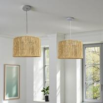 Kit 2 Lustres Pendentes Sisal Natural 30cm Sala de Jantar, Cozinha e Área Gourmet