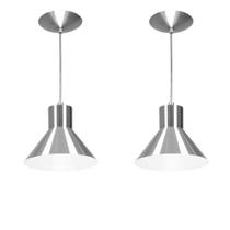 Kit 2 Lustres Pendentes Tenesse De Alumínio Escovado Kit 2 Lustres Pendentes Tenesse De Alumínio Escovado