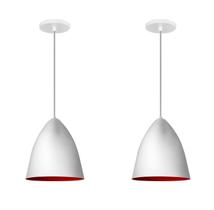 Kit 2 Lustres Pendentes Vegas Branco Com Vermelho Kit 2 Lustres Pendentes Vegas Branco Com Vermelho