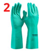 Kit 2 Luva Borracha Nitrílica Verde Uso Químicos Com Forro Kit 2 Luva Borracha Nitrílica Verde Uso Químicos Com Forro