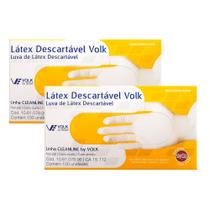 Kit 2 Luva de Látex Volk Descartável Natural Não Estéril com Amido Tamanho 9 (G) com 100 Unidades