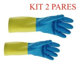 KIT 2 Luva Neoprene Látex Forrada Cozinha Limpeza Pesada M KIT 2 Luva Neoprene Látex Forrada Cozinha Limpeza Pesada M