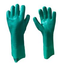 Kit 2 Luva Segurança Em Pvc Verde Com Forro 35cm Proteção Kit 2 Luva Segurança Em Pvc Verde Com Forro 35cm Proteção