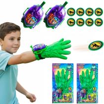 Kit 2 Luva Super Herói Dispara Discos Top Hero Brinquedo Huk Verde com Luz e Som Kit 2 Luva Super Herói Dispara Discos Top Hero Brinquedo Huk Verde com Luz e Som