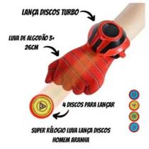 Kit 2 Luvas Brinquedo Homem Aranha Lança Disco Vingadores Crianças Aranha Verso