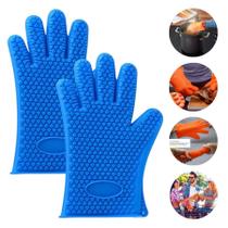 Kit 2 Luvas Térmica de Cozinha em Silicone Resistente Azul 27cm Kit 2 Luvas Térmica de Cozinha em Silicone Resistente Azul 27cm
