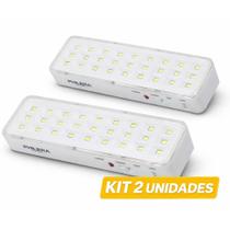 Kit 2 Luz Emergência 30 LED Recarregável Até 6h Branco Kit 2 Luz Emergência 30 LED Recarregável Até 6h Branco