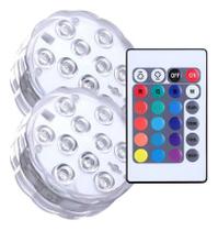Kit 2 Luz Led Colorida Com Controle Remoto Decoraçes
