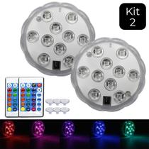 Kit 2 Luz Led Piscina Colorida Controle Remoto Pilha Ventosa - RY