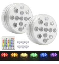 Kit 2 Luz Led Piscina Colorida Controle Remoto Pilha Ventosa