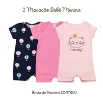 Kit 2 Macacão Bebê Feminino Estampados Kit 2 Macacão Bebê Feminino Estampados